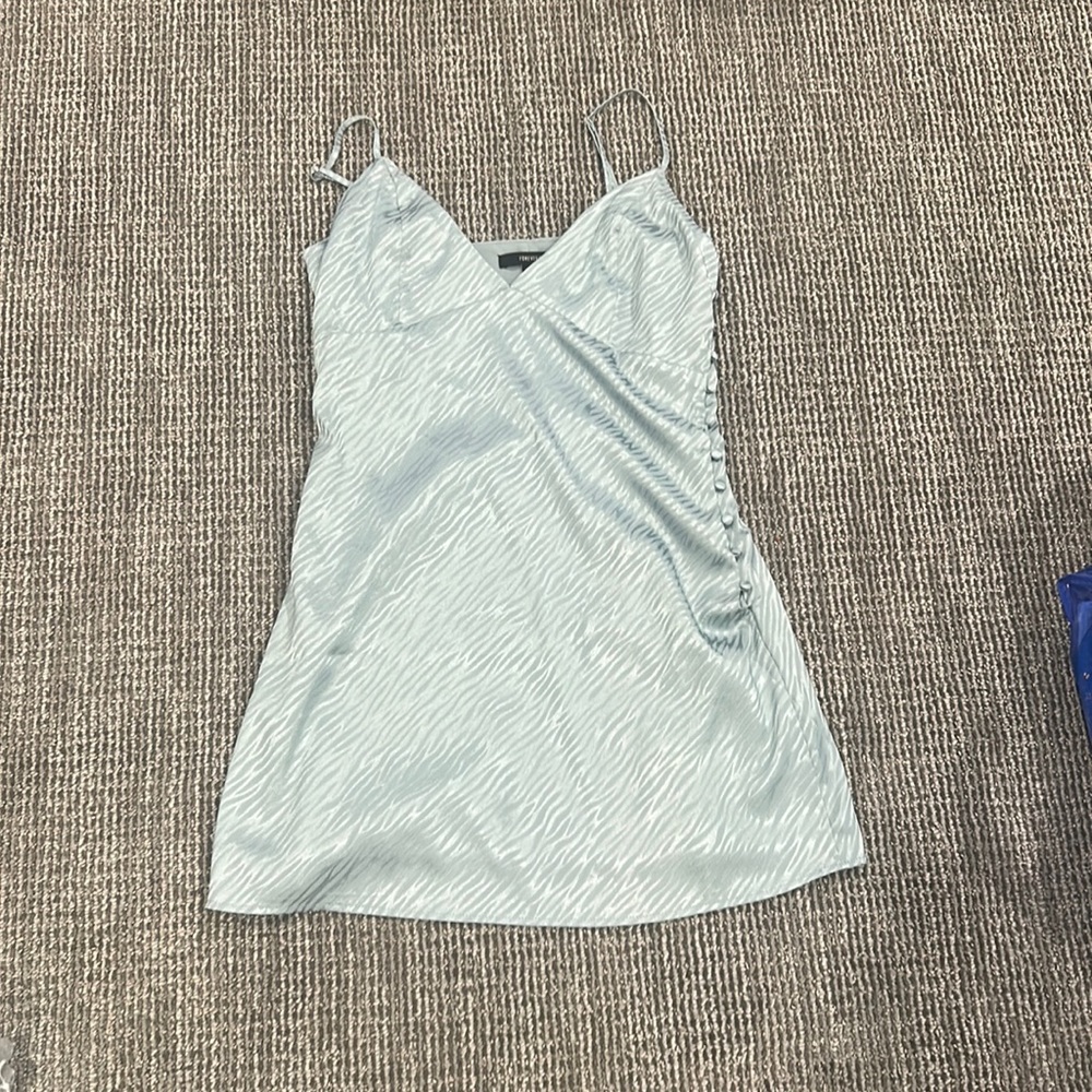 Forever 21 blue zebra print slip satin dress